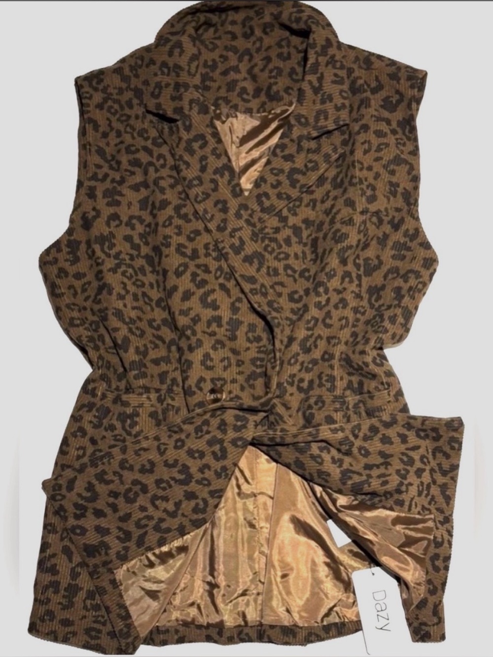NWT DAZY Brown Leopard Print Vest Jacket One Size OS